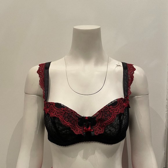 BNWT Aubade Passion Nocturne Bra Black Red Lace 36E